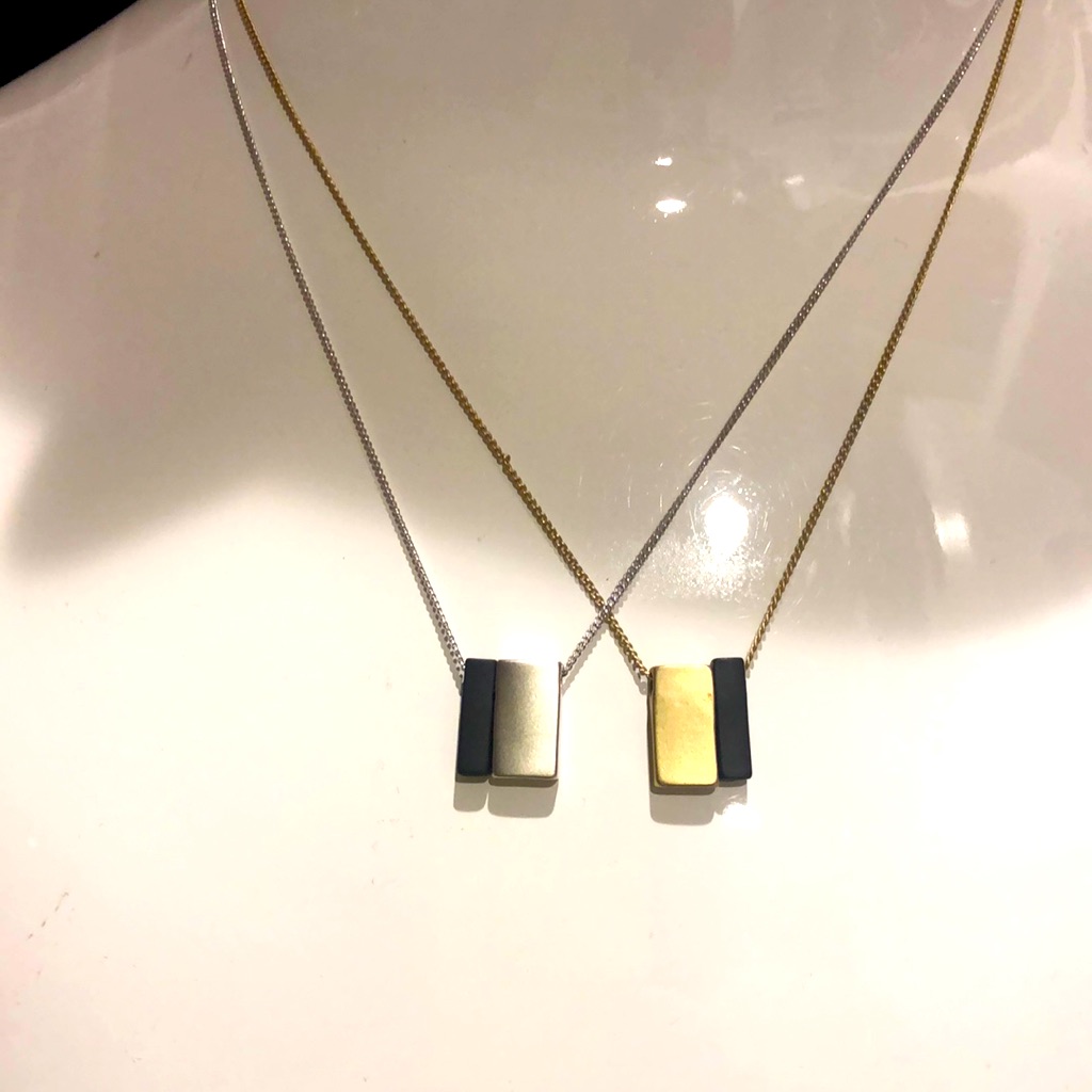 Simple,Modern Matte Black W/Gold Or Silver Necklac